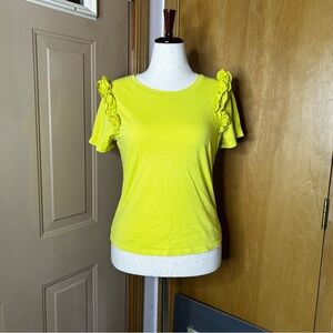 INC International Concepts Ruffled Sleeve Tee - Bright Yellow